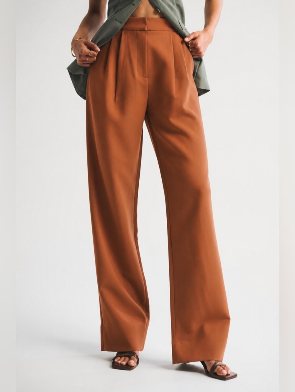 ❤️ ABERCROMBIE & FITCH SLOANE TAILORED HIGH RISE PLEATED WIDE LEG PANTS, LARGE - Picture 1 of 10